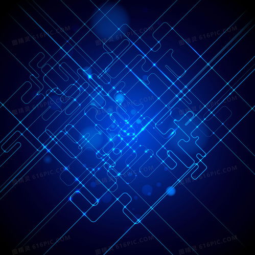 矢量幾何與藍色科技 背景圖像的數字藝術與技術內涵